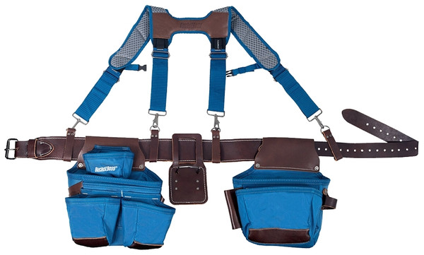 Bucket Boss 55505-RB Hybrid Tool Belt, 52 in Waist, Leather/Polyester, Blue, 19-Pocket [SKU: ORG7446370]