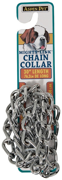 Aspenpet Mighty Link 82430 Choke Chain Dog Collar, Twist Link, 4 mm Chain, 30 in L Collar, Welded Steel [SKU: ORG3264371]