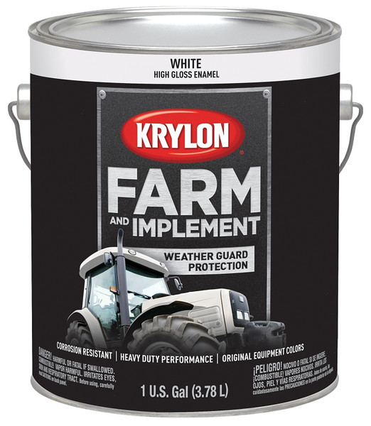 Krylon K01963000 Farm and Implement Paint, Gloss, White, 1 gal [SKU: ORG7351240]
