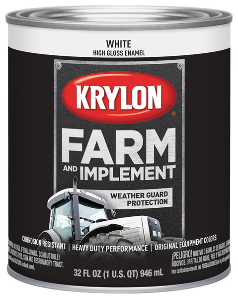 Krylon K02021000 Farm and Implement Paint, Gloss, White, 1 qt [SKU: ORG7351562]