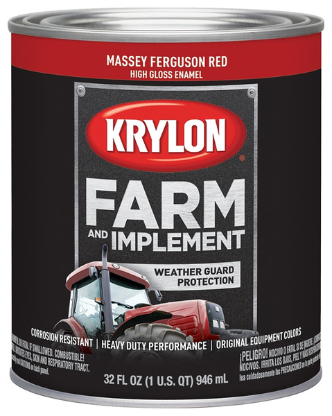 Krylon K02026000 Farm and Implement Paint, High-Gloss, Massey Ferguson Red, 1 qt [SKU: ORG7351612]