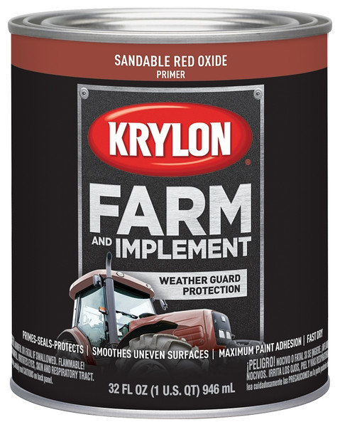 Krylon K02040000 Farm and Implement Primer, Sandable Red Oxide Primer, 1 qt [SKU: ORG7351778]