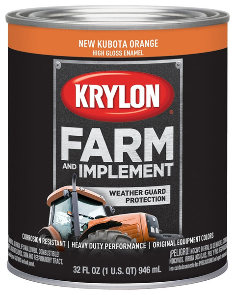 Krylon K02043000 Farm and Implement Paint, High-Gloss, New Kubota Orange, 1 qt [SKU: ORG7351794]
