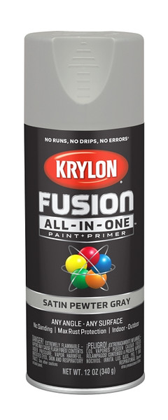 Krylon Fusion K02744007 Primer and Spray Paint, Gray, 12 oz, Aerosol Can [SKU: ORG2809473]