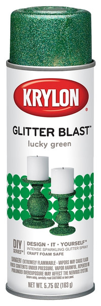 Krylon Glitter Blast K03809A00 Spray Paint, Glitter, Lucky Green, 5.75 oz, Aerosol Can [SKU: ORG1648328]