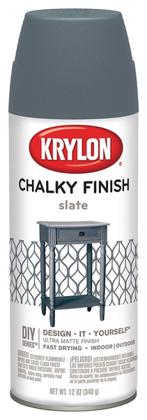 Krylon K04103000 Chalked Paint, Matte, Slate, 12 oz, Aerosol Can [SKU: ORG1647973]