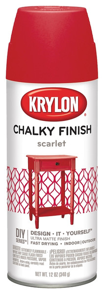 Krylon K04115000 Chalked Paint, Matte, Scarlet, 12 oz, Aerosol Can [SKU: ORG1648104]