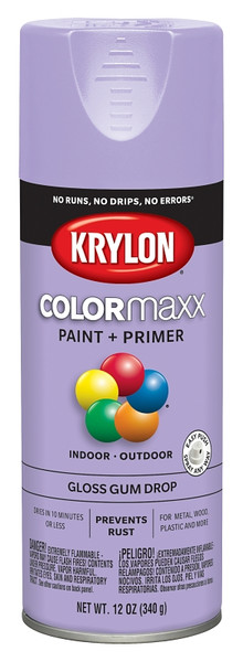Krylon COLORmaxx K05521007 Spray Paint, Gloss, Gum Drop, 12 oz, Aerosol Can [SKU: ORG7241284]