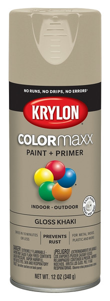 Krylon COLORmaxx K05526007 Spray Paint, Gloss, Khaki, 12 oz, Aerosol Can [SKU: ORG7241334]
