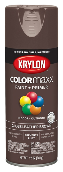 Krylon COLORmaxx K05527007 Spray Paint, Gloss, Brown, 12 oz, Aerosol Can [SKU: ORG7241342]