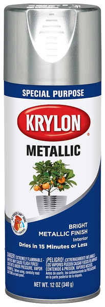 Krylon K01401777 Spray Paint, Metallic, Bright Silver, 11 oz, Aerosol Can [SKU: ORG2810257]