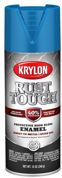 Krylon Rust Tough K09271008 Enamel, Gloss, Safety Blue, 12 oz, Can [SKU: ORG2858165]