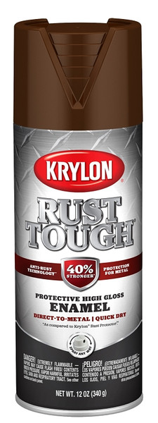 Krylon Rust Tough K09263008 Enamel, Gloss, Leather Brown, 12 oz, Can [SKU: ORG2858173]
