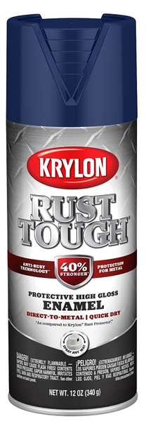 Krylon Rust Tough K09265008 Enamel, Gloss, Navy Blue, 12 oz, Can [SKU: ORG2858199]