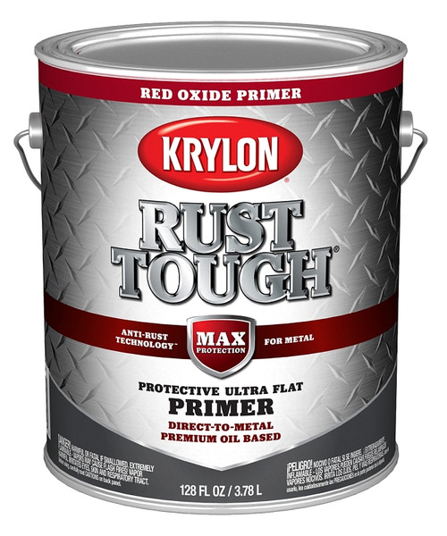Krylon Rust Tough K09743008 Primer, Ultra Flat, Red Oxide/Rusty Metal, 1 gal [SKU: ORG2858850]
