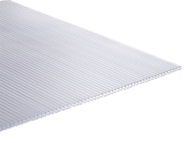TUFTEX 1518A Multi-Wall Roof Panel, 8 ft L, 4 ft W, Corrugated Profile, 6 mm Thick Material, Polycarbonate, Clear [SKU: ORG7425994]