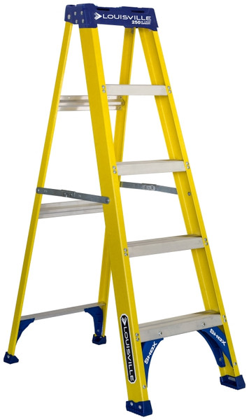 Louisville FS2005 Step Ladder, 113 in Max Reach H, 4-Step, 250 lb, Type I Duty Rating, 3 in D Step, Fiberglass [SKU: ORG0967075]