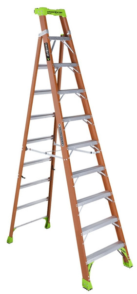 Louisville FXS1510 Cross Step Ladder, 170 in Max Reach H, 10-Step, 300 lb, Type IA Duty Rating, 3 in D Step, Fiberglass [SKU: ORG0906503]