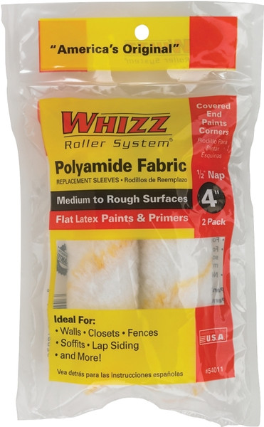 WHIZZ MAXIMUS 54011 Paint Roller Cover, 1/2 in Thick Nap, 4 in L, Polyamide Cover [SKU: ORG6598122]