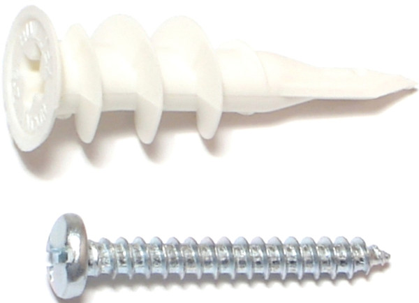 MIDWEST FASTENER 10421 Wall Anchor with Screw, #8 Thread, 1-1/4 in L, Plastic [SKU: ORG0134791]