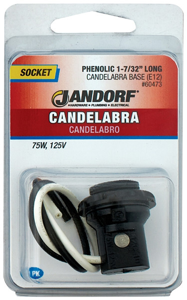 Jandorf 60473 Lamp Socket, 125 V, 75 W, Phenolic Housing Material, Black [SKU: ORG3397056]