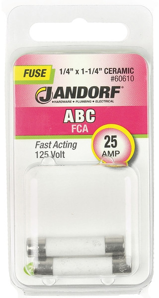 Jandorf 60610 Fast Acting Fuse, 25 A, 125 VDC, 200, 400, 1000 A Interrupt, Ceramic Body [SKU: ORG3397643]