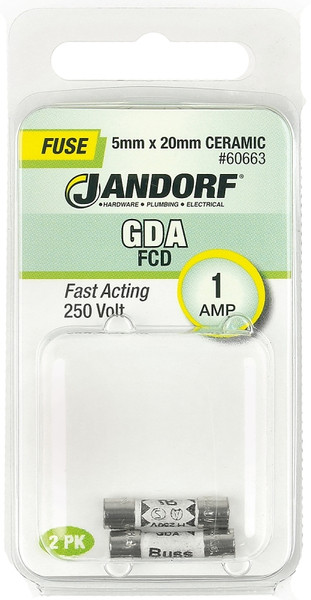 Jandorf 60663 Fast Acting Fuse, 1 A, 250 V, 1500 A Interrupt, Ceramic Body [SKU: ORG3398252]