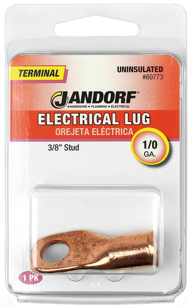 Jandorf 60773 Electrical Lug, 1/0 AWG Wire, 3/8 in Stud, Copper Contact, Brown [SKU: ORG3399276]