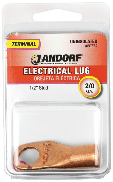 Jandorf 60774 Electrical Lug, 2/0 AWG Wire, 1/2 in Stud, Copper Contact, Brown [SKU: ORG3399284]