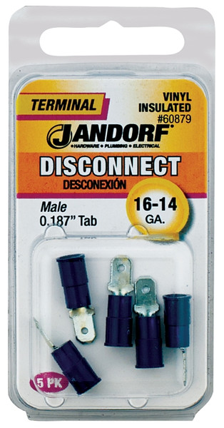 Jandorf 60879 Disconnect Terminal, 16 to 14 AWG Wire, Vinyl Insulation, Copper Contact, Blue [SKU: ORG3400785]