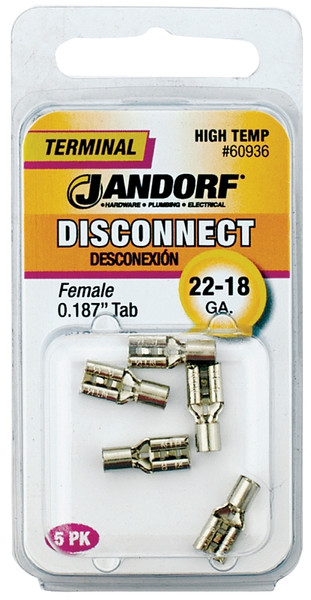 Jandorf 60936 Disconnect Terminal, 22 to 18 AWG Wire [SKU: ORG3401445]