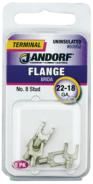 Jandorf 60952 Spade Terminal, 22 to 18 AWG Wire, #8 Stud, Copper Contact [SKU: ORG3401627]