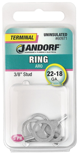 Jandorf 60971 Ring Terminal, 22 to 18 AWG Wire, 3/8 in Stud, Copper Contact [SKU: ORG3401841]
