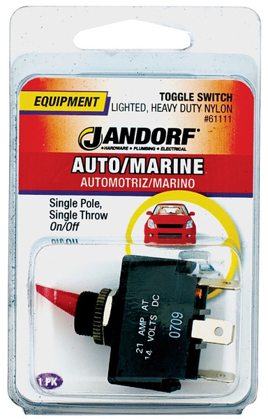 Jandorf 61111 Switch, 21 A, 14 VDC, SPST, Tab Terminal, Nylon Housing Material, Red [SKU: ORG3402518]