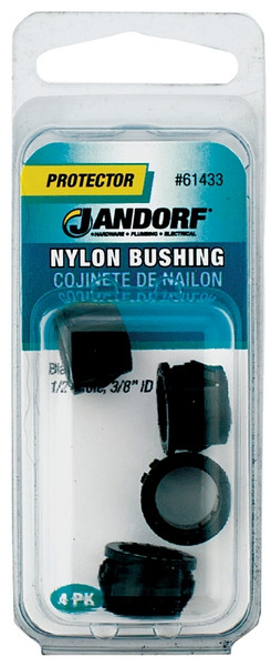 Jandorf 61433 Conduit Bushing, Nylon, Black, 3/8 in Dia Panel Hole, 0.45 in Thick Panel [SKU: ORG3394889]