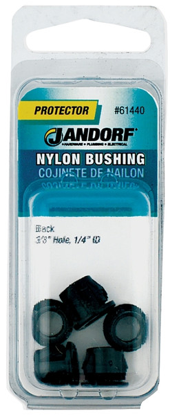 Jandorf 61440 Conduit Bushing, Nylon, Black, 1/4 in Dia Panel Hole, 0.406 in Thick Panel [SKU: ORG3394954]