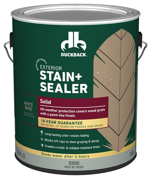 Duckback DBWB83000-16 Wood Stain, Solid, White, Liquid, 1 gal [SKU: ORG4332938]