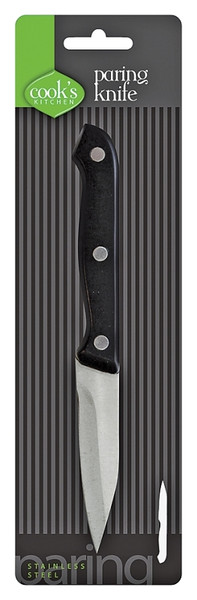 Cook's Kitchen 8237 Paring Knife, Stainless Steel Blade, Plastic Handle, Black Handle, Serrated Blade [SKU: ORG5741020]
