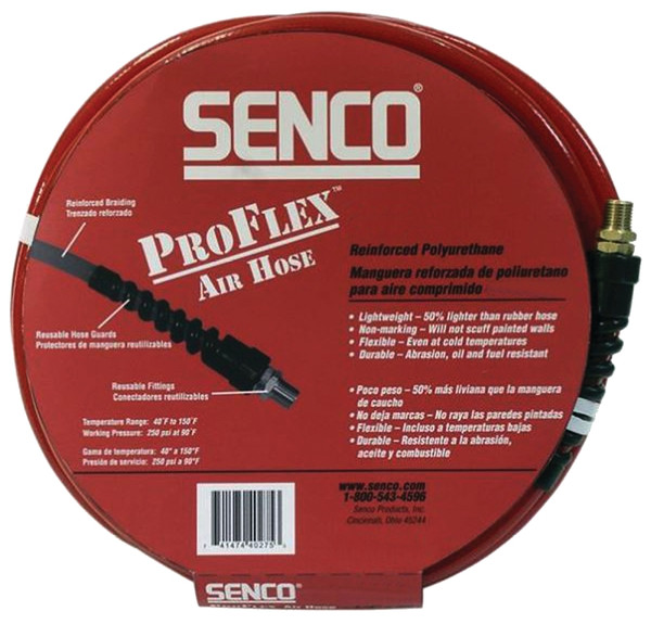 SENCO PC0979 Air Hose, 3/8 in OD, 50 ft L, MPT, 250 psi Pressure, Polyurethane [SKU: ORG8684805]