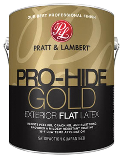 Pratt & Lambert Pro-Hide Gold Z8400 0000Z8491-16 Exterior Paint, Flat, Base 1/White, 1 gal [SKU: ORG7382690]