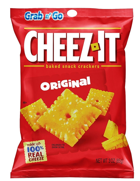CHEEZ-IT CHEEZIT36 Baked Snack Crackers, Cheese Flavor, 3 oz Bag [SKU: ORG7470610]
