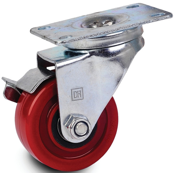 DH CASTERS C-LM3P1PUSB Swivel Caster, 3 in Dia Wheel, 1-1/4 in W Wheel, Polyurethane Wheel, Red, 240 lb [SKU: ORG5147376]