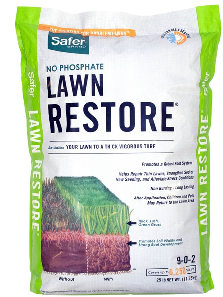 Safer Lawn Restore 9335 Lawn Fertilizer, 20 lb Bag, Granular, 9-0-2 N-P-K Ratio [SKU: ORG1226760]