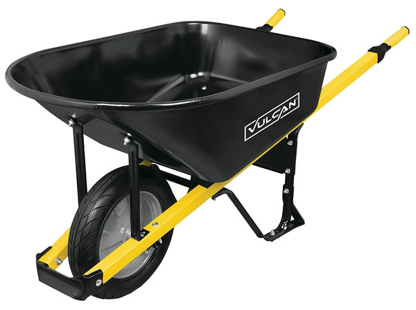 Vulcan 34472 Contractor Wheelbarrow, 6 cu-ft Volume, Steel, 1 -Wheel, 16 in Wheel, Cushion-Grip Handle [SKU: ORG6991897]