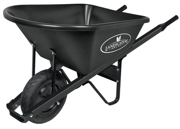 Landscapers Select 34628 Wheelbarrow, 6 cu-ft Volume, Poly, 1 -Wheel, Pneumatic Wheel, 16 in Wheel [SKU: ORG1212109]