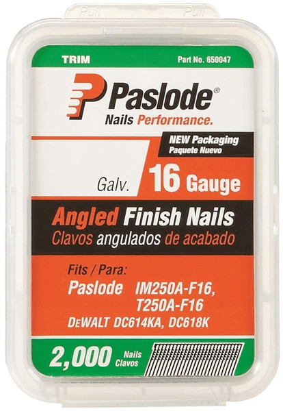 Paslode 650046 Trim Nail, 1-3/4 in L, 16 ga Gauge, Steel, Galvanized, Flat Head [SKU: ORG4899472]