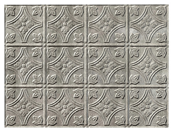 Fasade D6021 Backsplash Panel, 24 in L, 18 in W, Thermoplastic, Silver [SKU: ORG3614179]