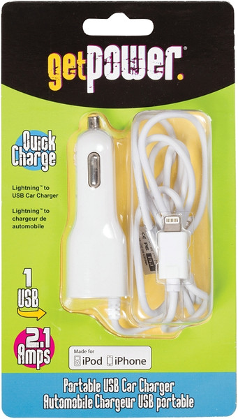 GetPower GP-PCUSB-IPH5 Vehicle Charging Cable, White [SKU: ORG8066540]