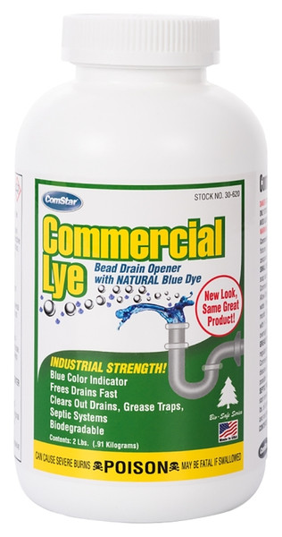 ComStar Pure Lye 30-620 Drain Cleaner, Liquid, Clear/White, Sharp, 2 lb Bottle [SKU: ORG6147185]