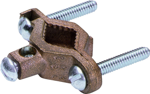nVent ERICO CWP1J Pipe Clamp, Clamping Range: 1/2 to 1 in, #10 to 2 AWG Wire, Silicone Bronze [SKU: ORG5259130]